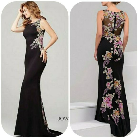 Jovani Multi Floral Fitted Long Gown - Picture 2 of 7